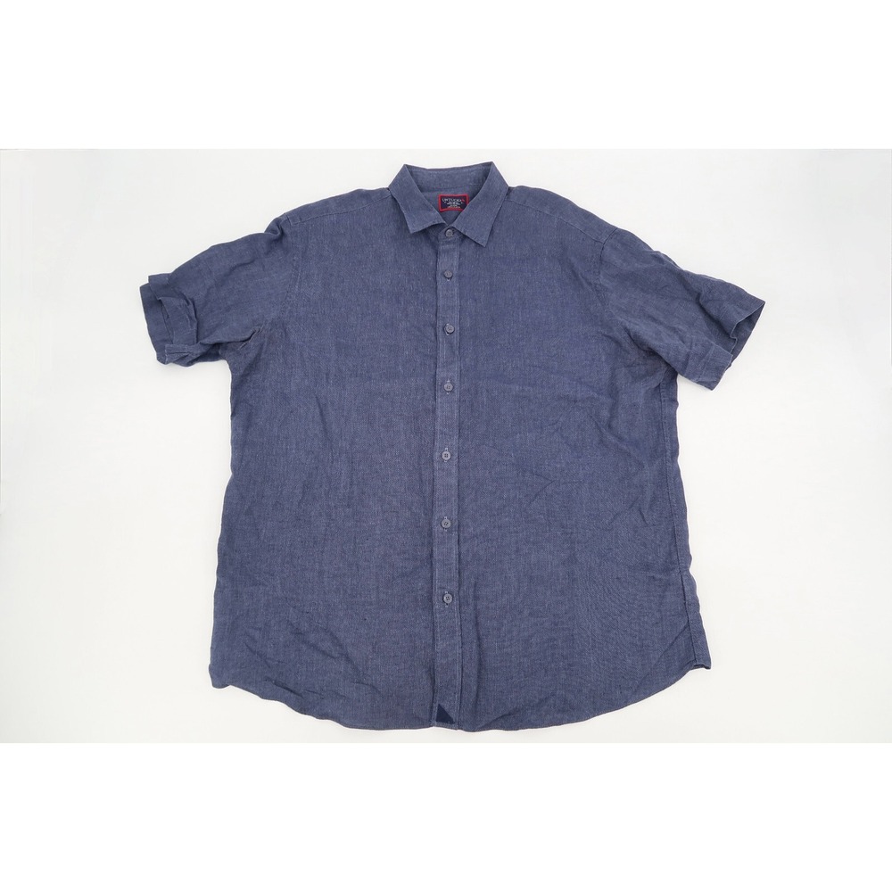 UNTUCKit Araujo Mens XL Navy‎ Button Up Shirt 100% Linen Wrinkle Resistant